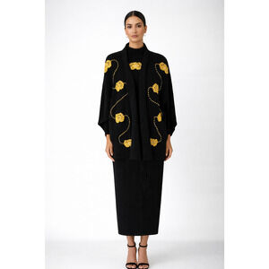 VTG 90's Designs Limited Black Embroidered 3 Piece Sweater Set One Size